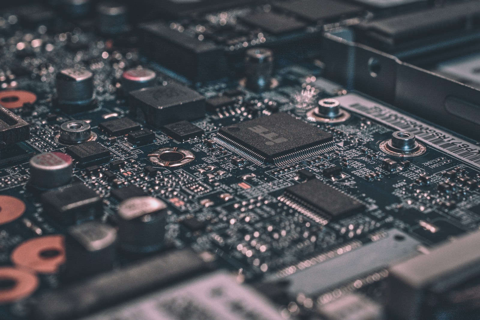Close-up of computer circuitry, illustrating hardware repair